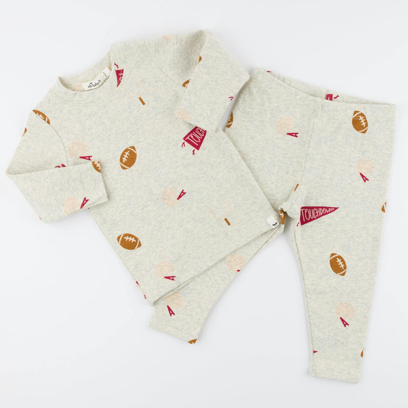 Football Print L/S 2pc Set