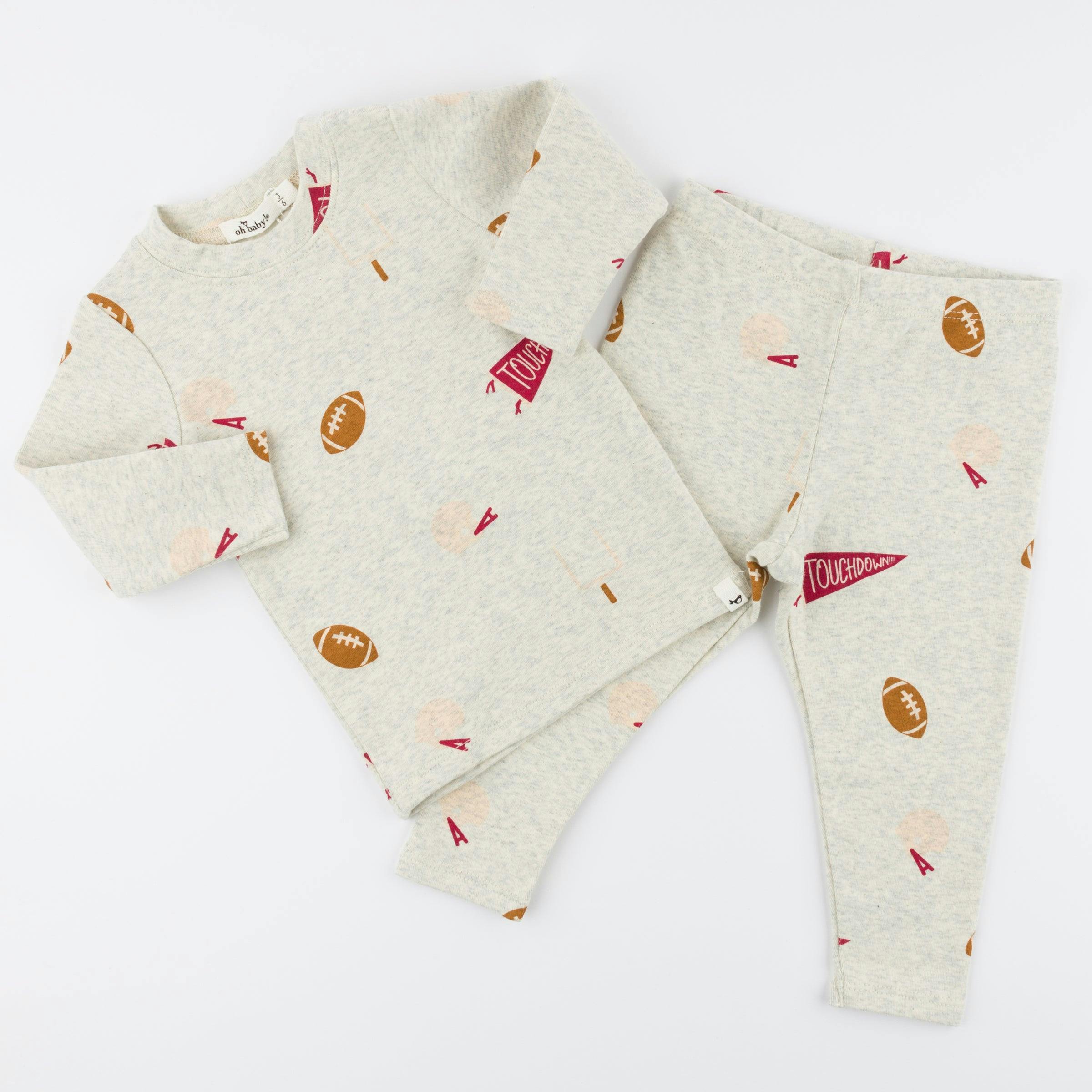 Football Print L/S 2pc Set