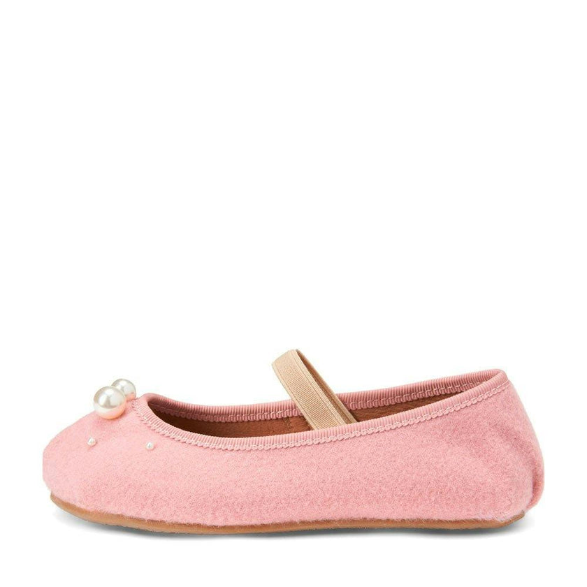 Zelda Wool & Faux Pearls Elastic Strap Ballerina Shoes