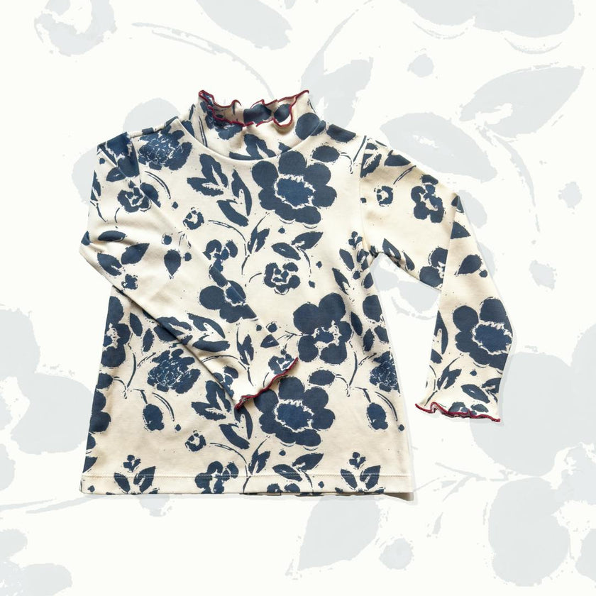 Evelyn Turtleneck in Dot Stripe and Shelby Navy