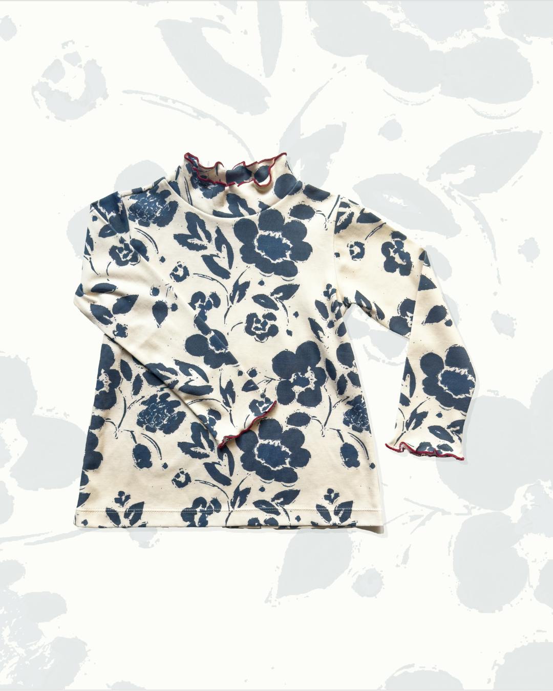 Evelyn Turtleneck in Dot Stripe and Shelby Navy
