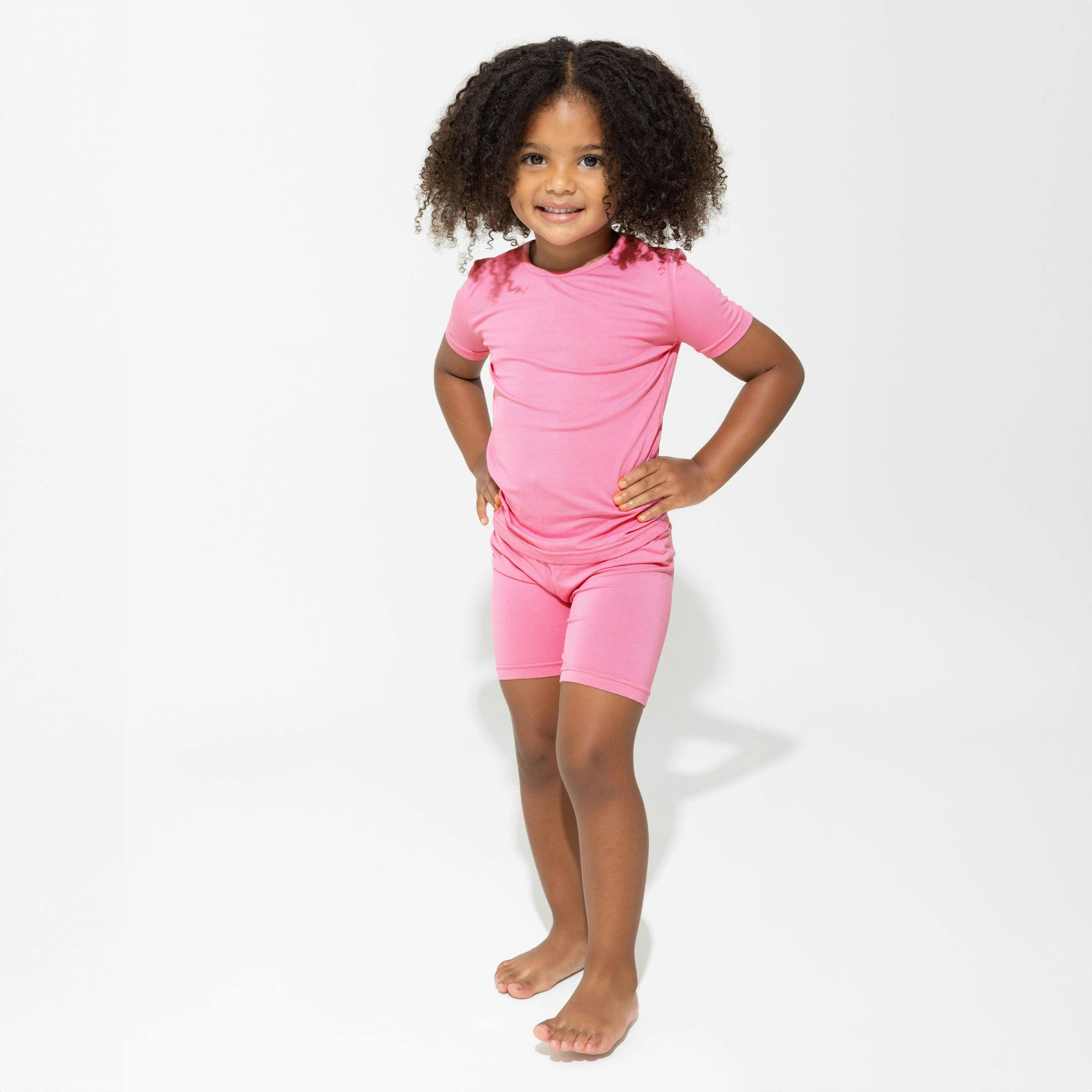 Bubblegum Pink Bamboo Kids Pajama Short Set