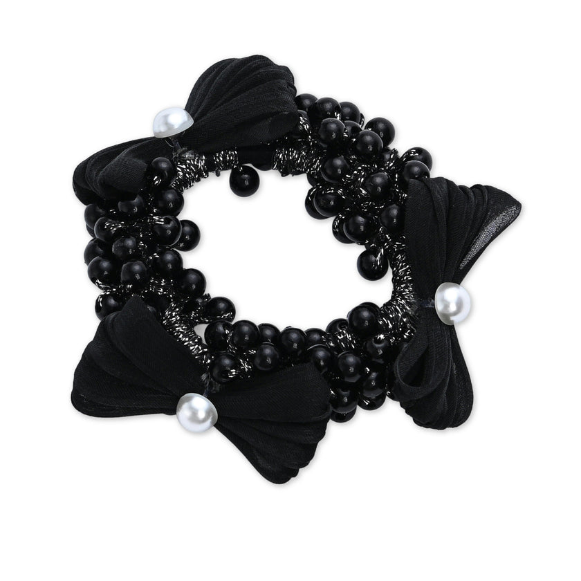 Pearl Cluster Bow Scrunchie Set