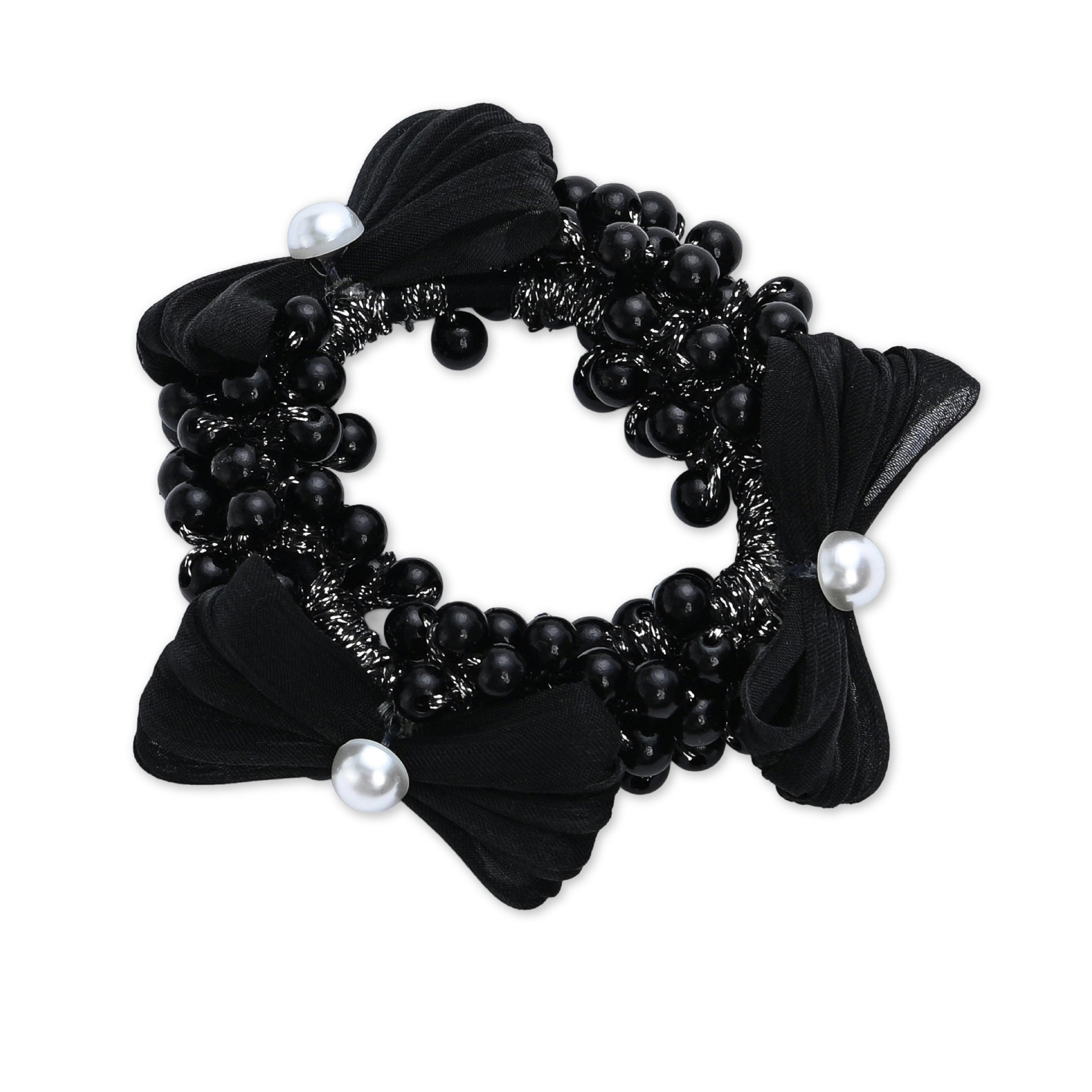 Pearl Cluster Bow Scrunchie Set
