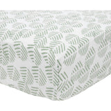 Cotton Muslin Crib Sheet - Leaf Motif