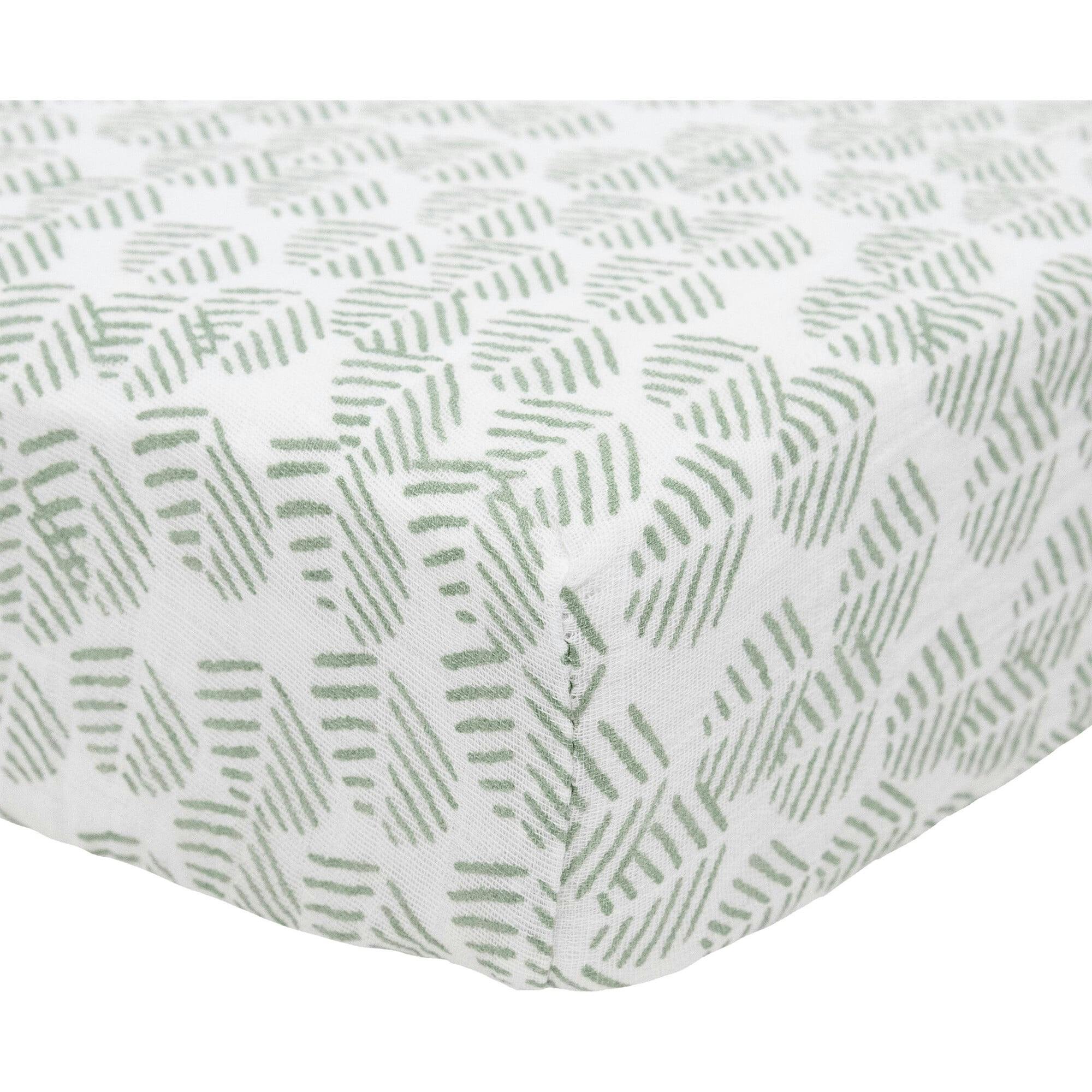 Cotton Muslin Crib Sheet - Leaf Motif