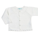 Pointelle Ruffle Knit Cardigan Pink