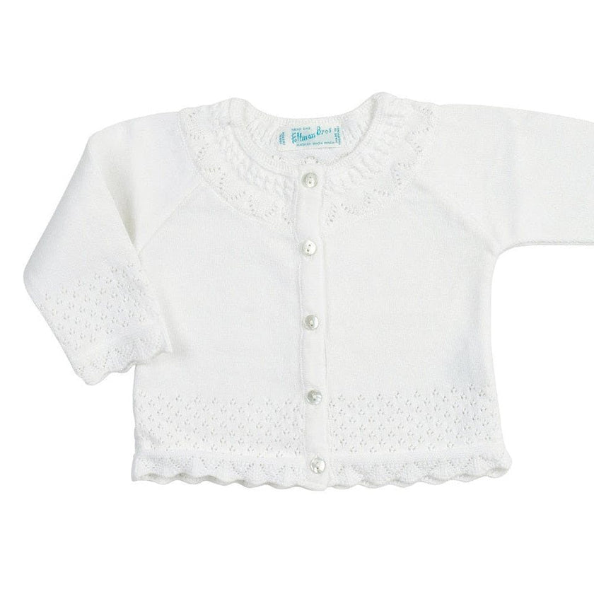 Pointelle Ruffle Knit Cardigan Pink