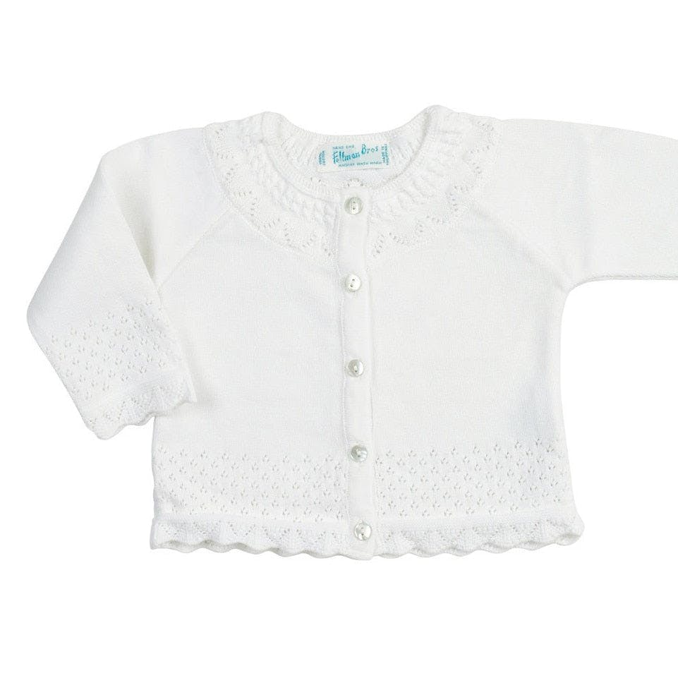 Pointelle Ruffle Knit Cardigan Pink