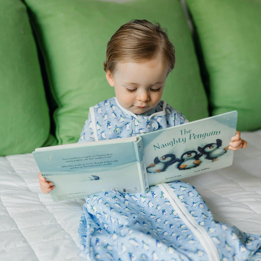 Wearable Boys' Blanket Penguin Party Blue