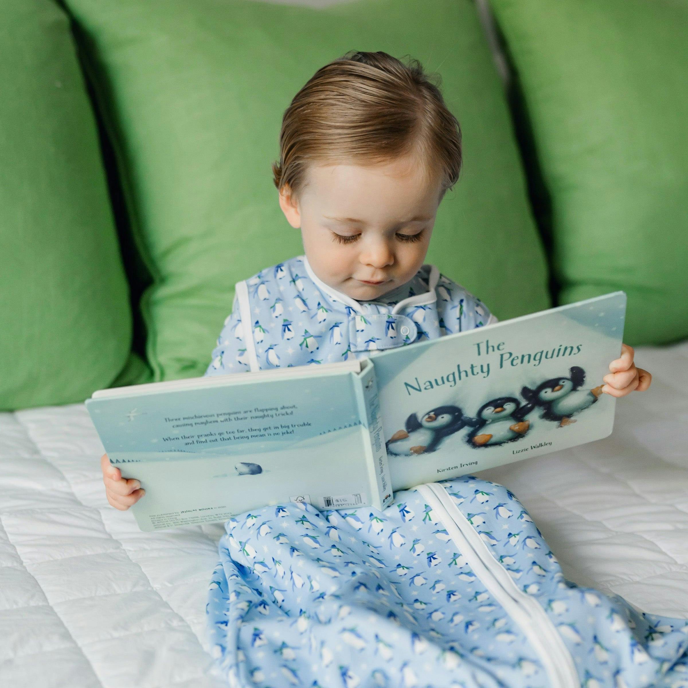 Wearable Boys' Blanket Penguin Party Blue