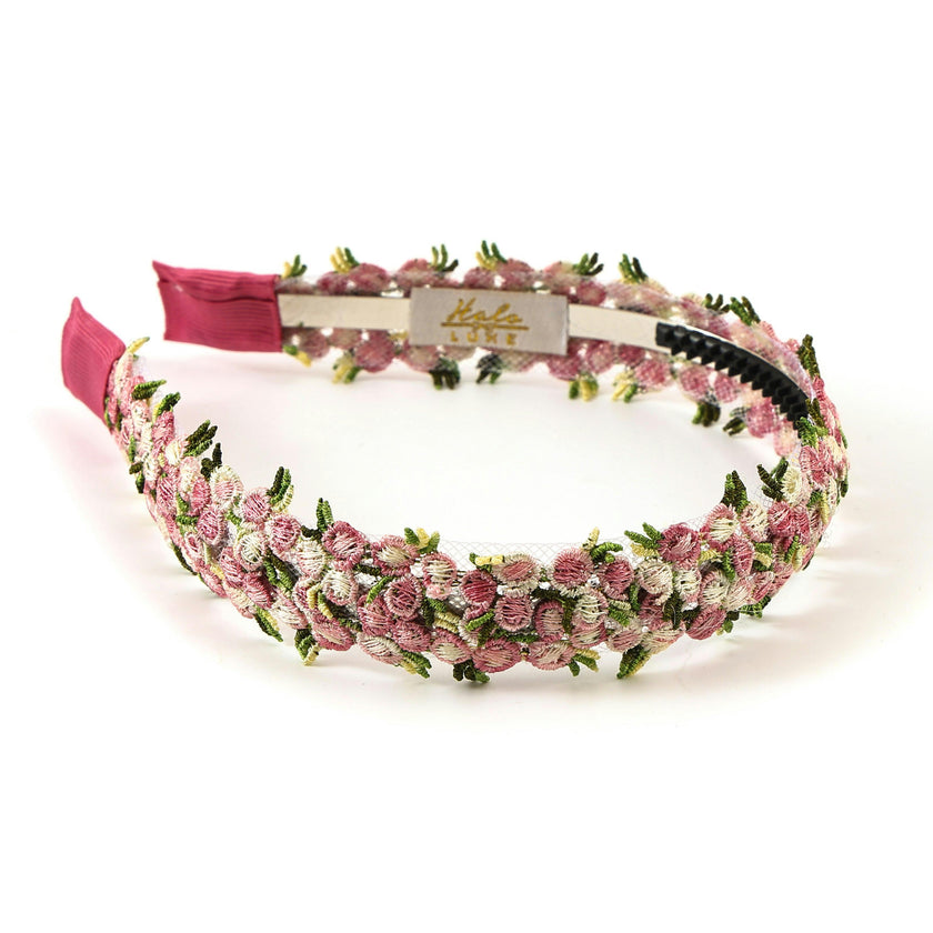 Halo Luxe Gia Embroidered Floral Headband - Light Pink