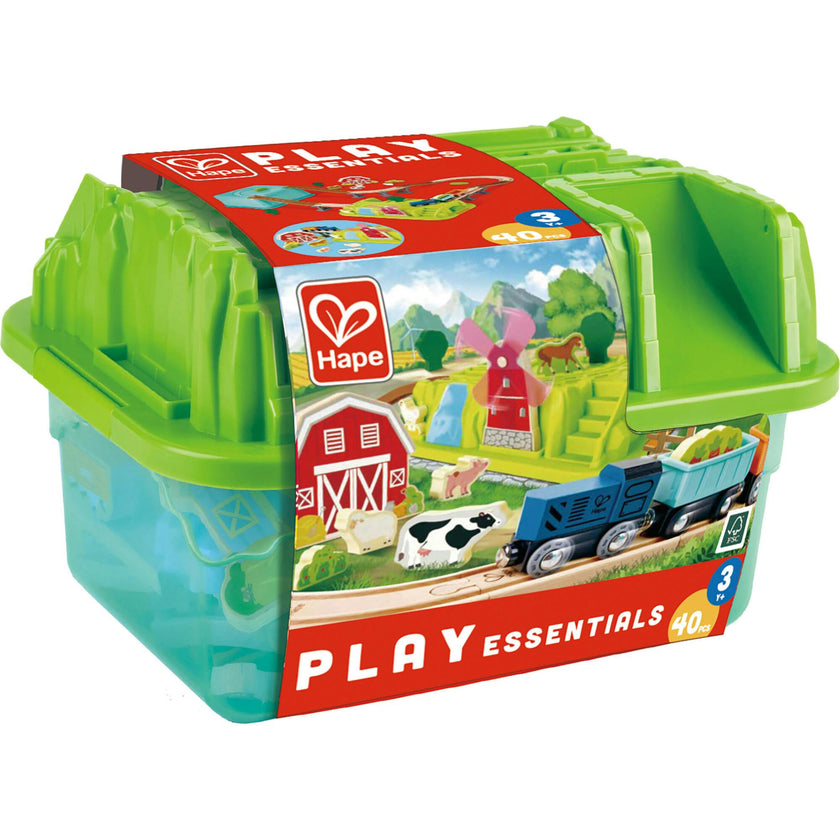 Farmyard Train Bucket Set - Wooden Train Animal Set