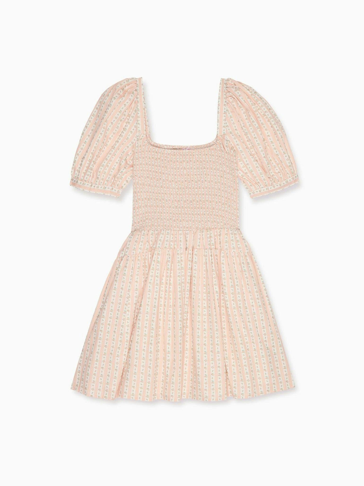 Pink Floral Stripe Sevilla Women Knee Length Dress