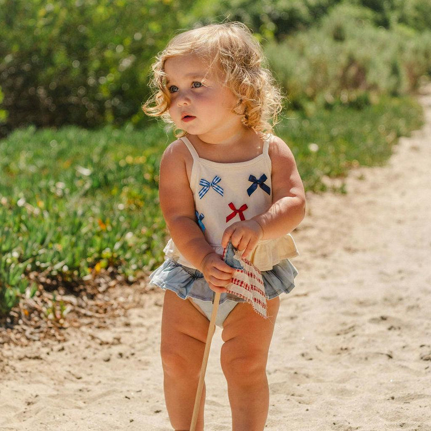 Ruffle Bloomer Set in Denim