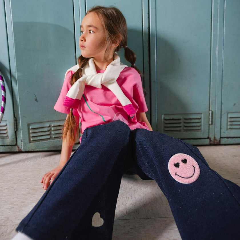 French Terry Pant Navy Blue Denim