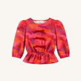 Velvet Bow Top in Red Floral