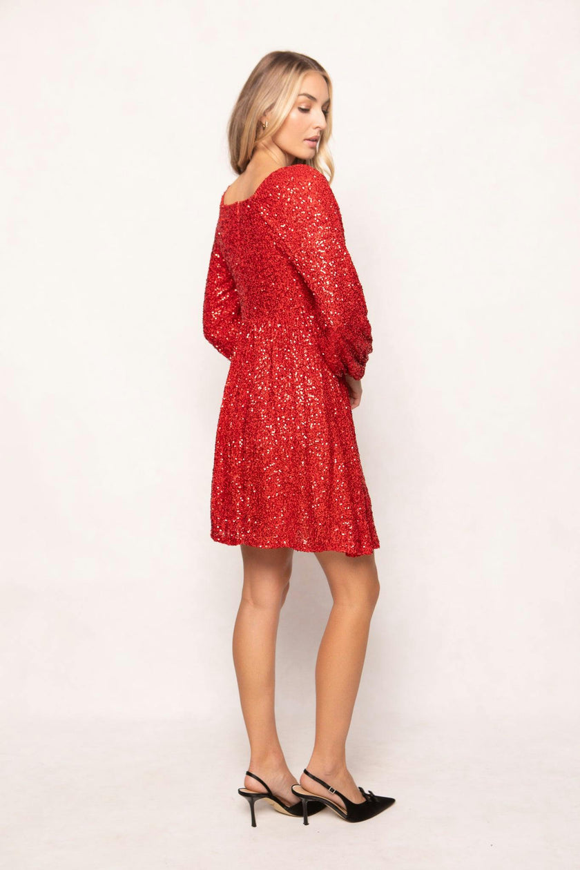 Jewel Dress in Red Sequin