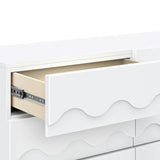 Lido Wave 6-Drawer Wide Assembled Dresser (56") in White/Honey