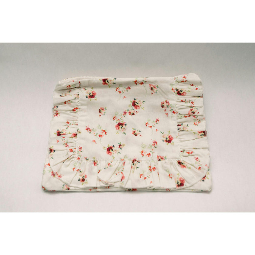 Scarlet Bloom Timeless Floral Ruffle Zipper Pouch