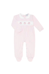 Pink Pumpkin Patch Embroidered Footie