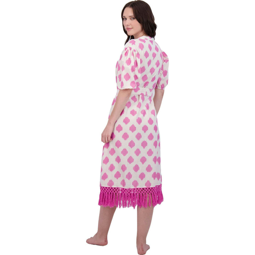 Eva Women's Ruffle Sundress Ikat, Pink