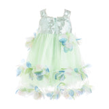 Light Green Sylvienne Sequin Floral Tulle Dress