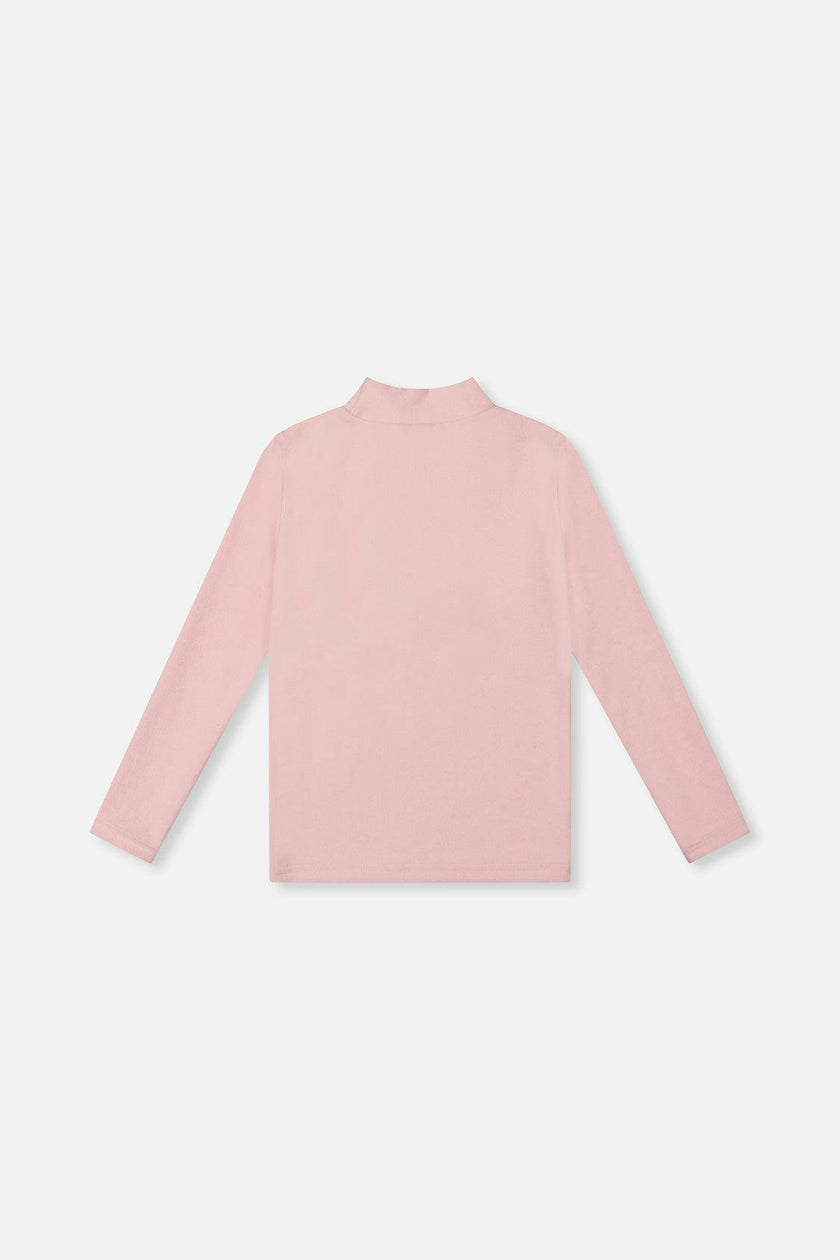 Brushed Rib Mock Neck Top Pale Dusty Pink