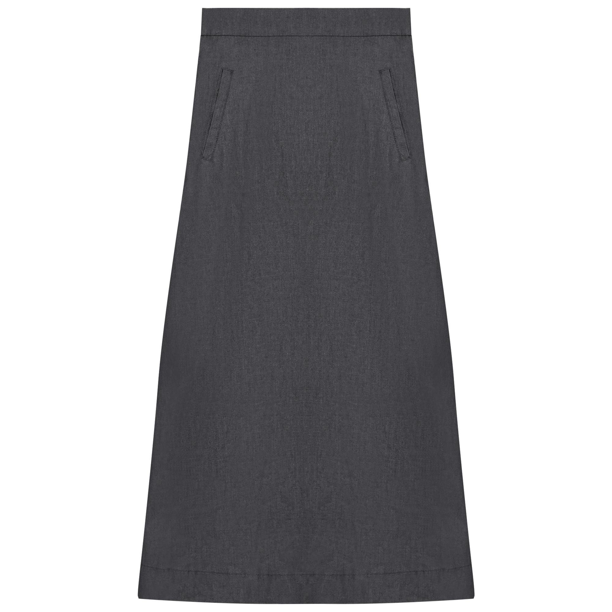 Long Denim Skirt With Pockets