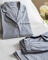 Women's Twill Pajama Set in Navy French Ticking