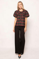 Andrea Blouse in Evergreen Plaid