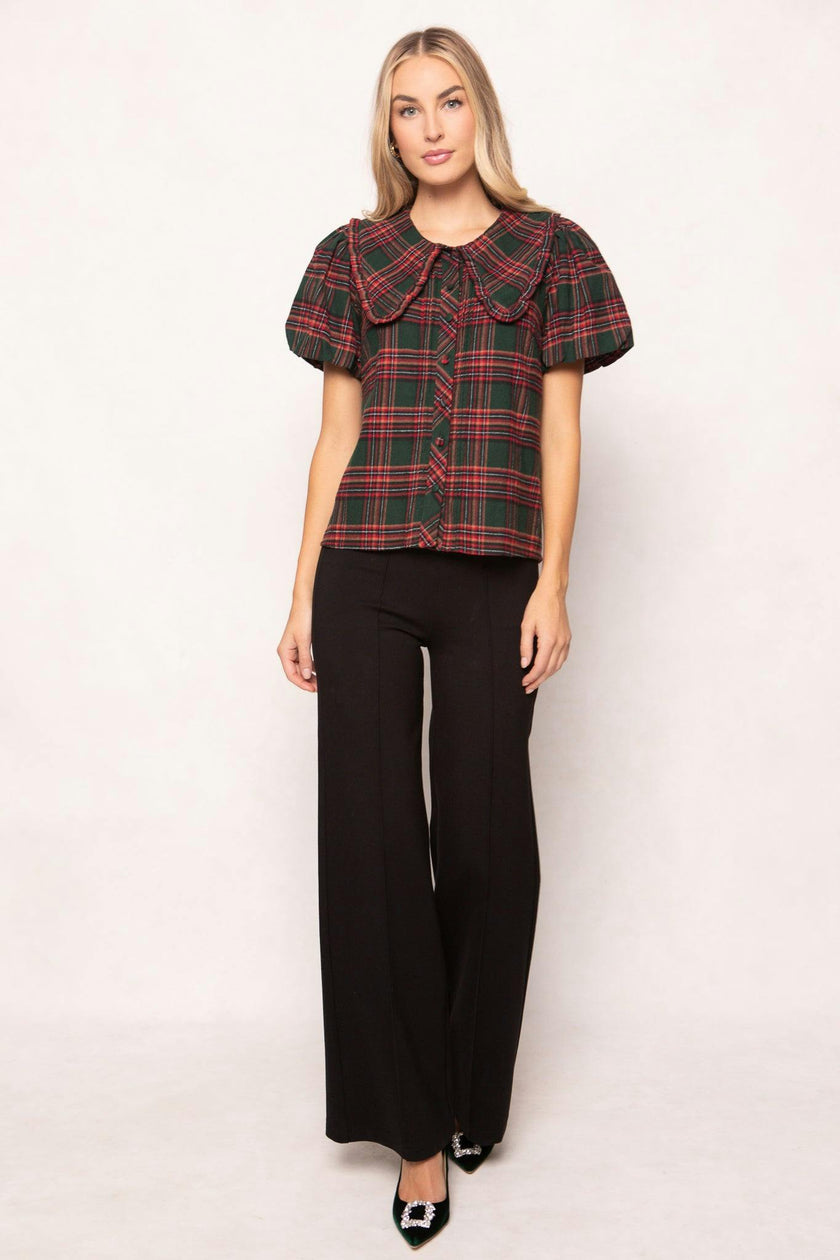 Andrea Blouse in Evergreen Plaid