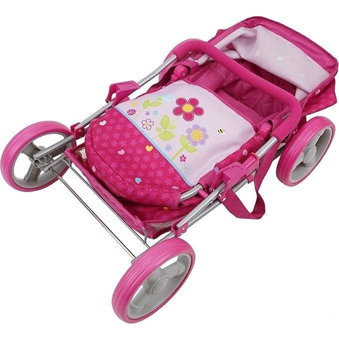 Garden Doll Pram Doll Accessory w/ Storage Basket & Bassinet