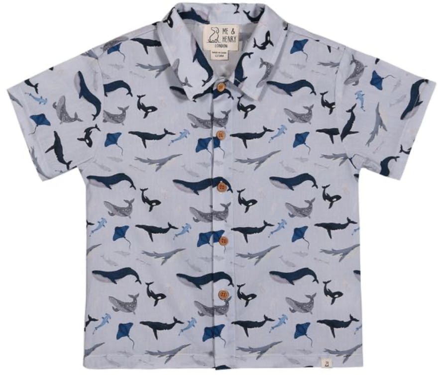 MAUI BLUE WHALE PRINTED WOVEN SHIRT