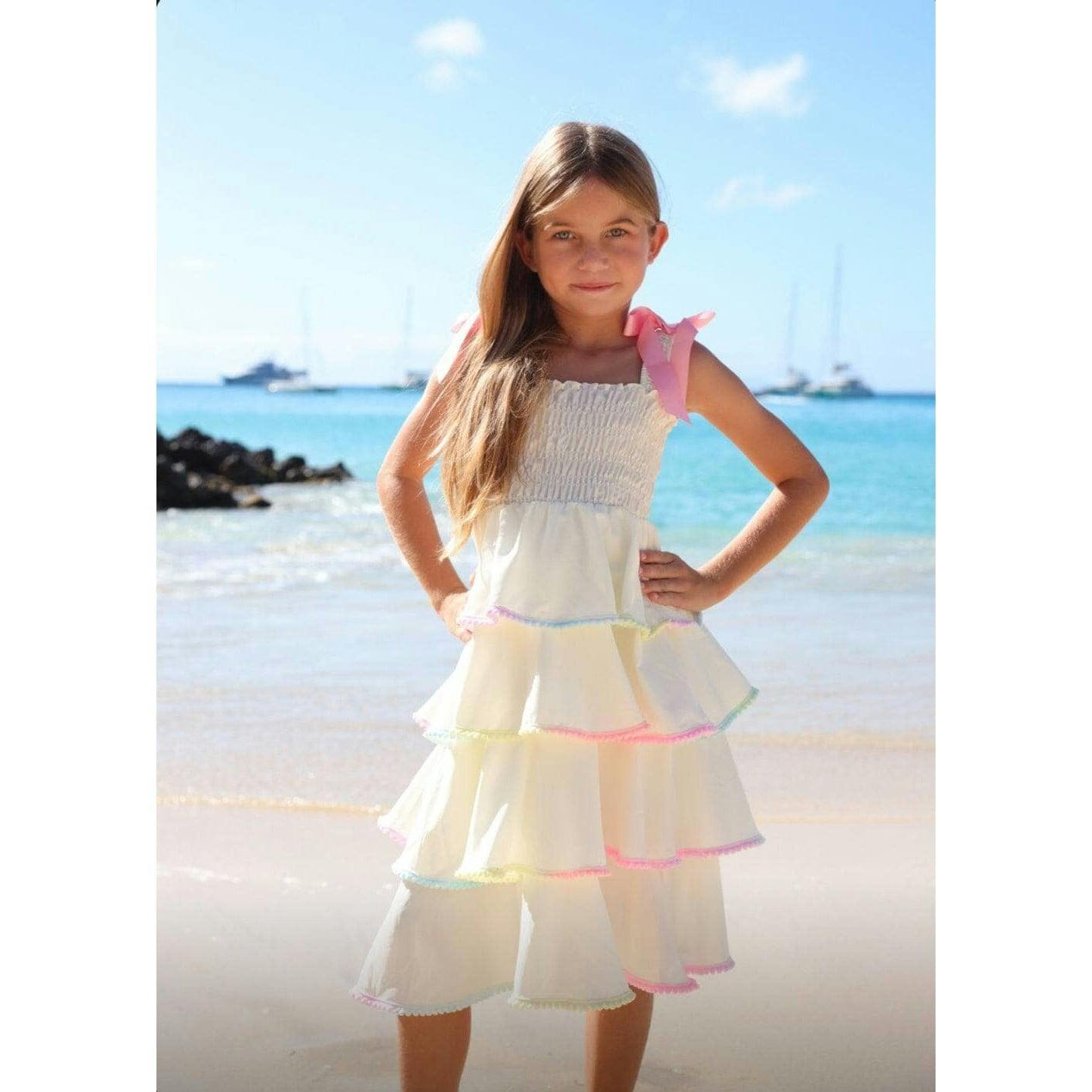 Rainbow Tiered Bow Dress