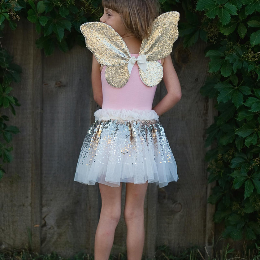 Gracious Gold Sequins Skirt, Wings, & Wand
