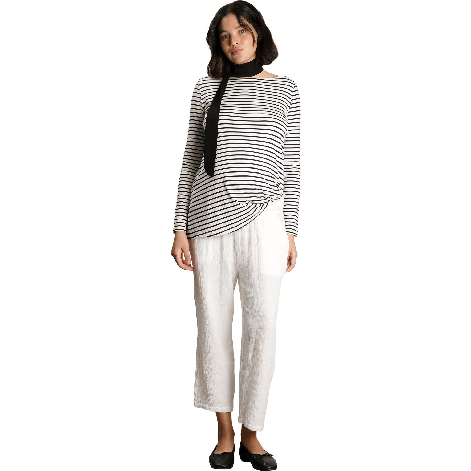 Nicolette Boat Neck Long Sleeve Nursing Tee