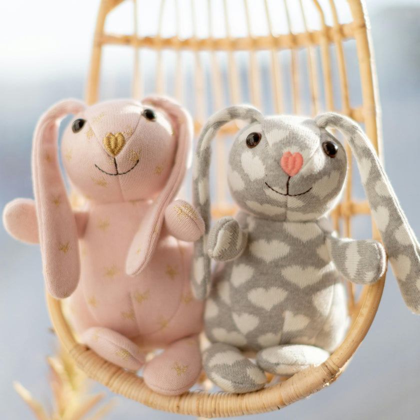 Knit Patterned Bunny Plush - Valentine