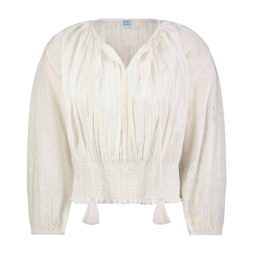 Lola Womens Blouse White Eyelet, White Eyelet