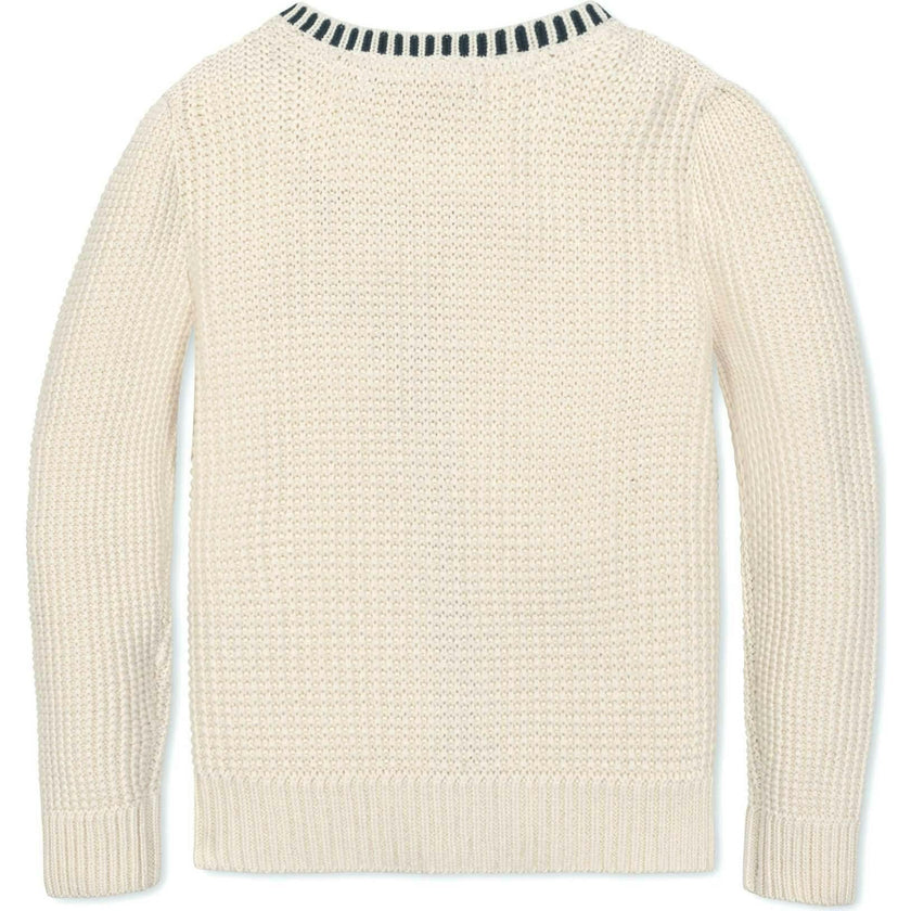 Organic Puff Sleeve Textured Cardigan Sweater, White