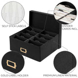 Decorative Photo Storage Box - Sturdy Linen Photo Organizer with Dividers - Stores Up to 850 4x6 Photos - Portable Scrapbook Storage Container with Lid