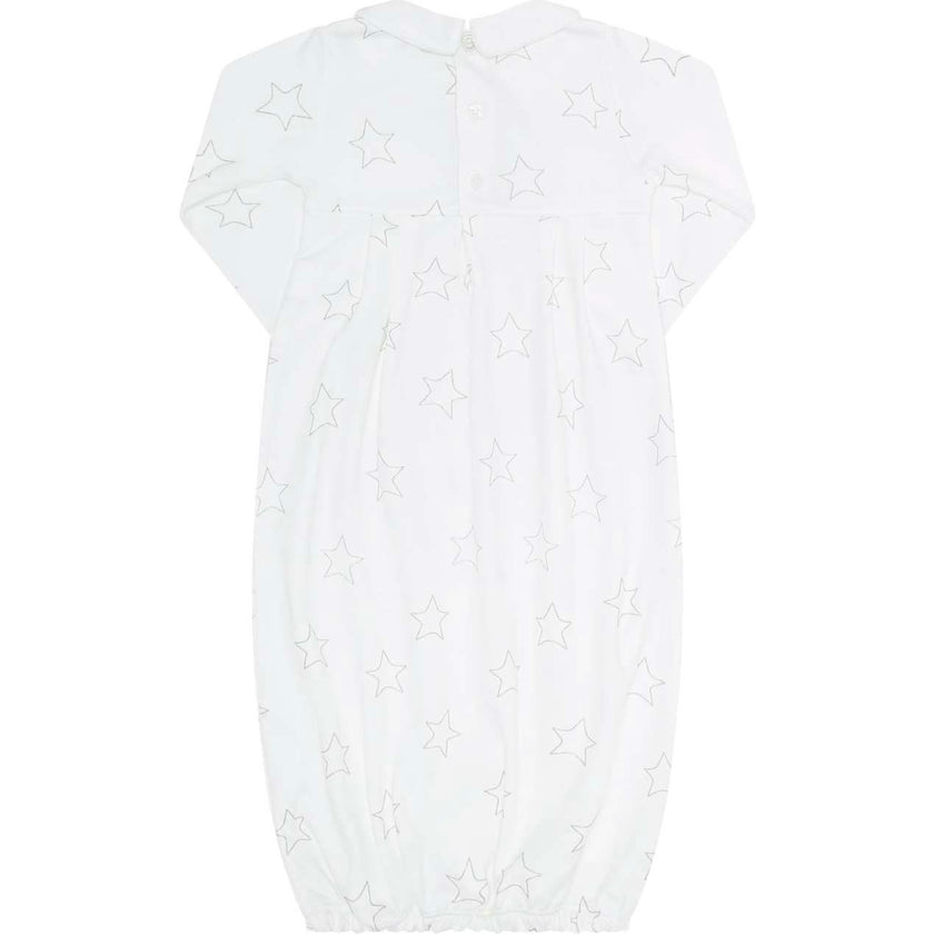Grey Stars Print Smocked Gown