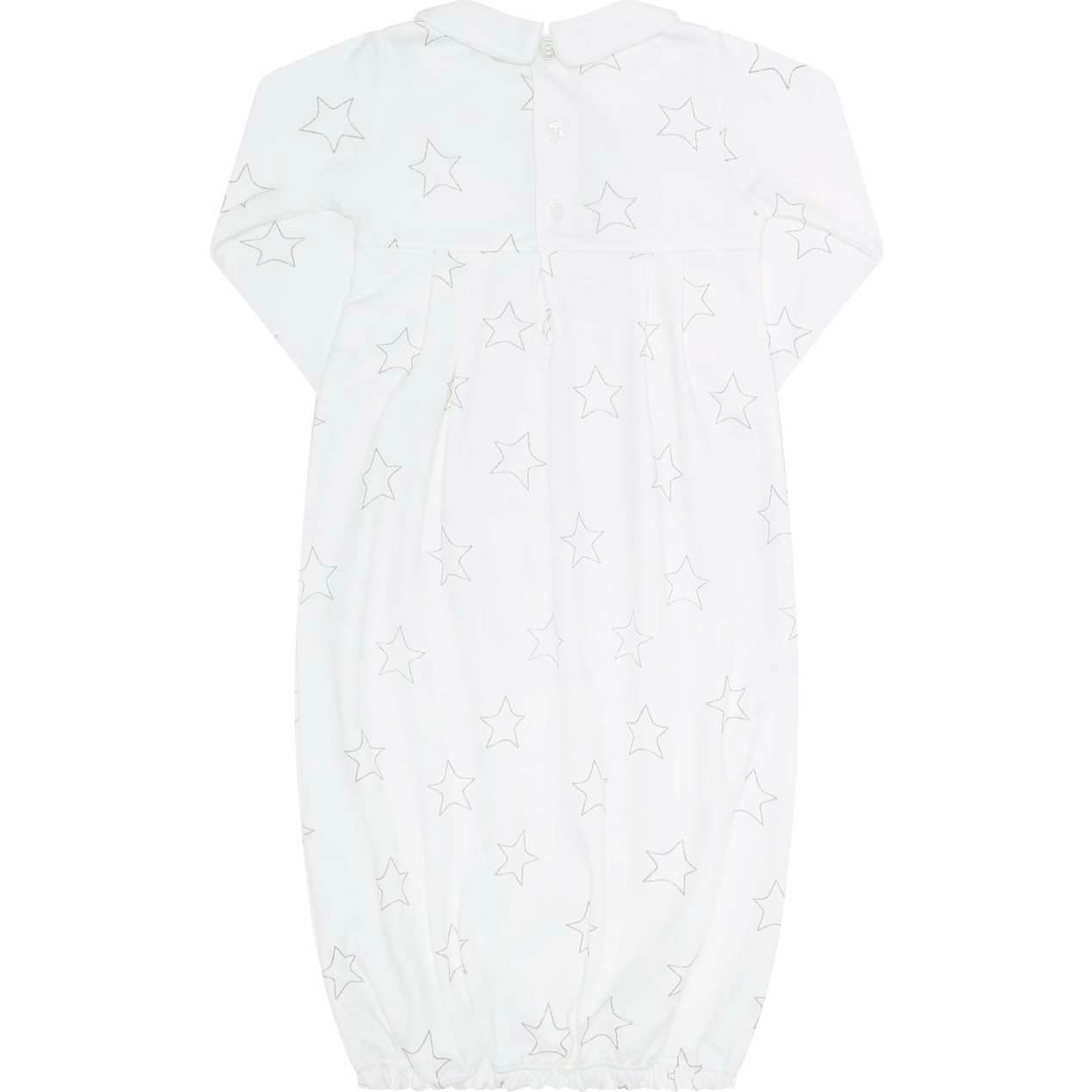 Grey Stars Print Smocked Gown
