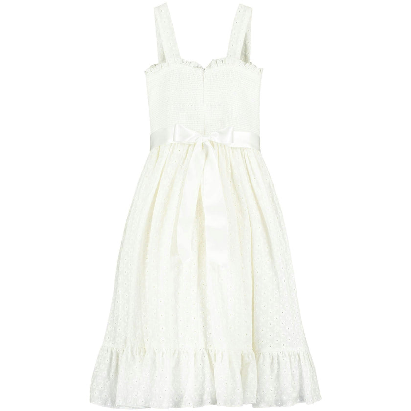 Ava Smocked Embroidered Cotton Girls Occasion Dress