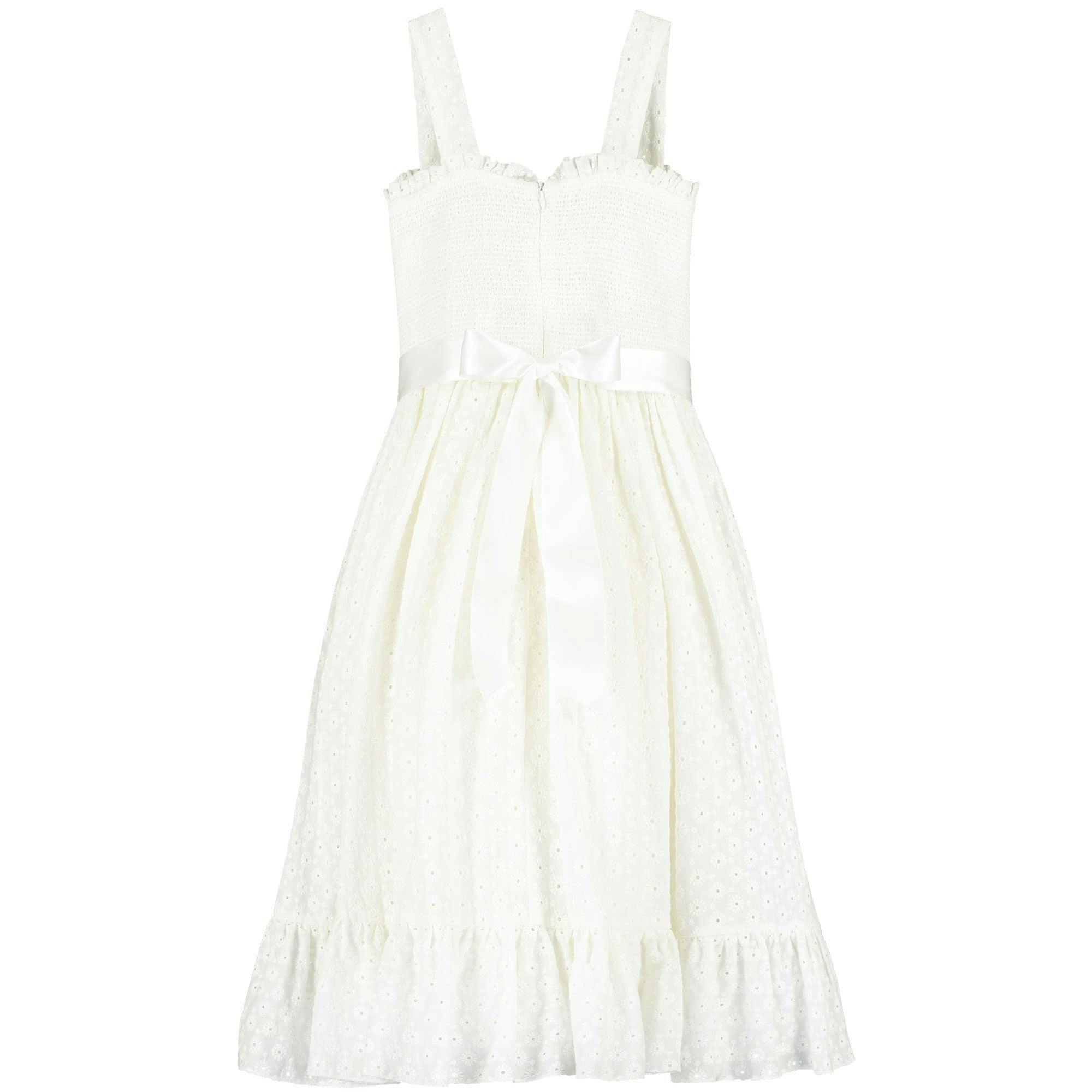 Ava Smocked Embroidered Cotton Girls Occasion Dress