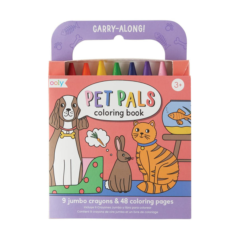 Carry Along! Coloring Book and Crayon Set - Pet Pals - Set of 9 Crayons
