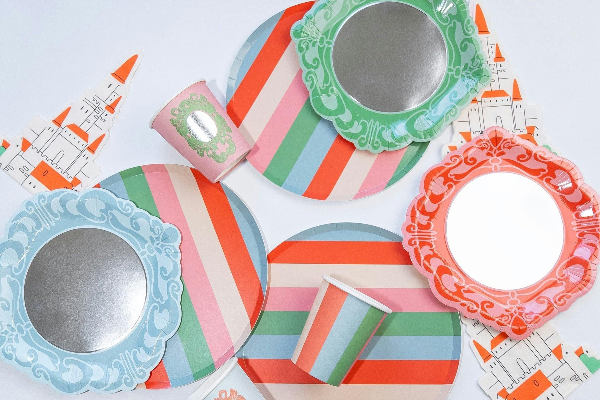 Princess Party Cups - Stripes and Mirrors (x12)