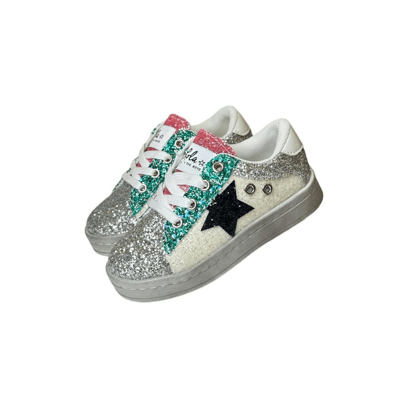 Star Glitter Sneakers, Metallic