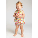 Fruit Print Romper with Neck Ruffle