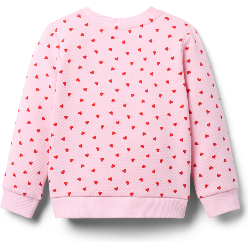 Heart Pocket Quilted Sweatshirt, Pink